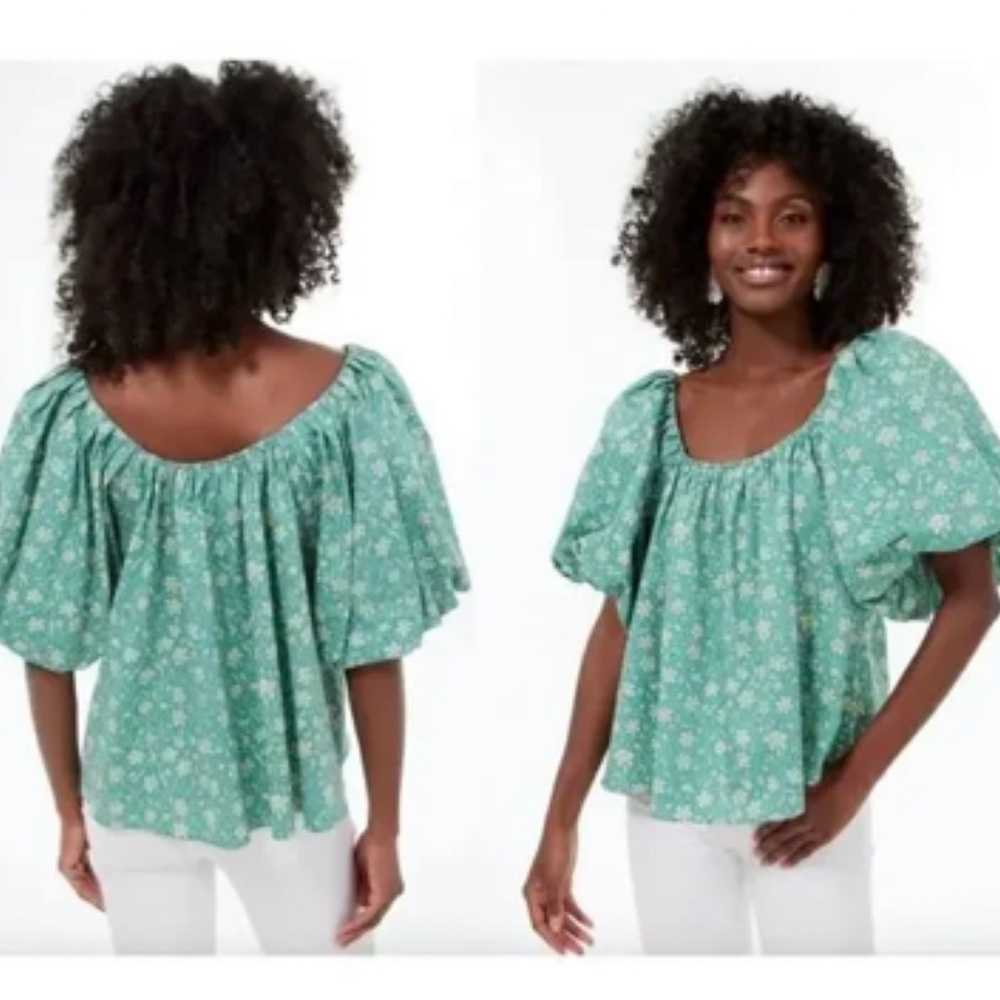 Green Floral Tuckernuck Emmy Top